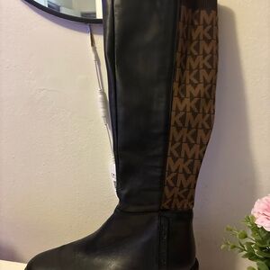 Michael Kors Black and Brown Logo Boots